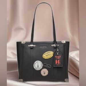 Karl Lagerfeld Black Tote with Paris Patches